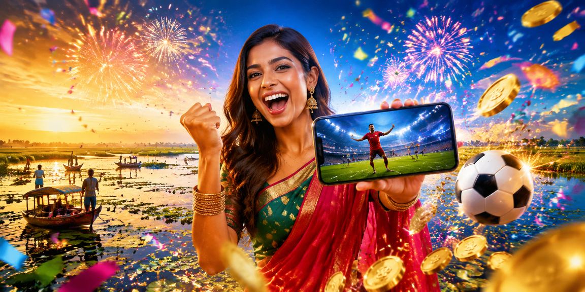 বাংলাদেশের একজন ব্যবহারকারী মোবাইলে স্পোর্টস বেটিং উপভোগ করছেন